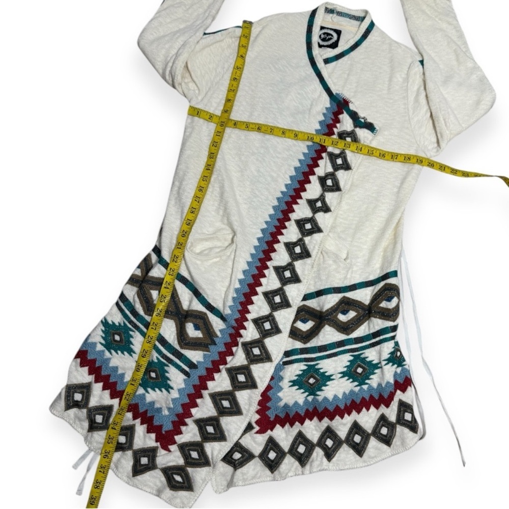 Johnny Was Biya Lela Embroidered Wrap Cardigan Coat Medium Boho Southwestern - Picture 6 of 10